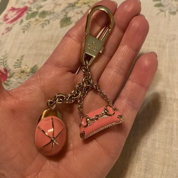 GUCCI Pink and Gold Equestrian Cap and Bag Key Chain Purse Charm - Picture 4 of 4